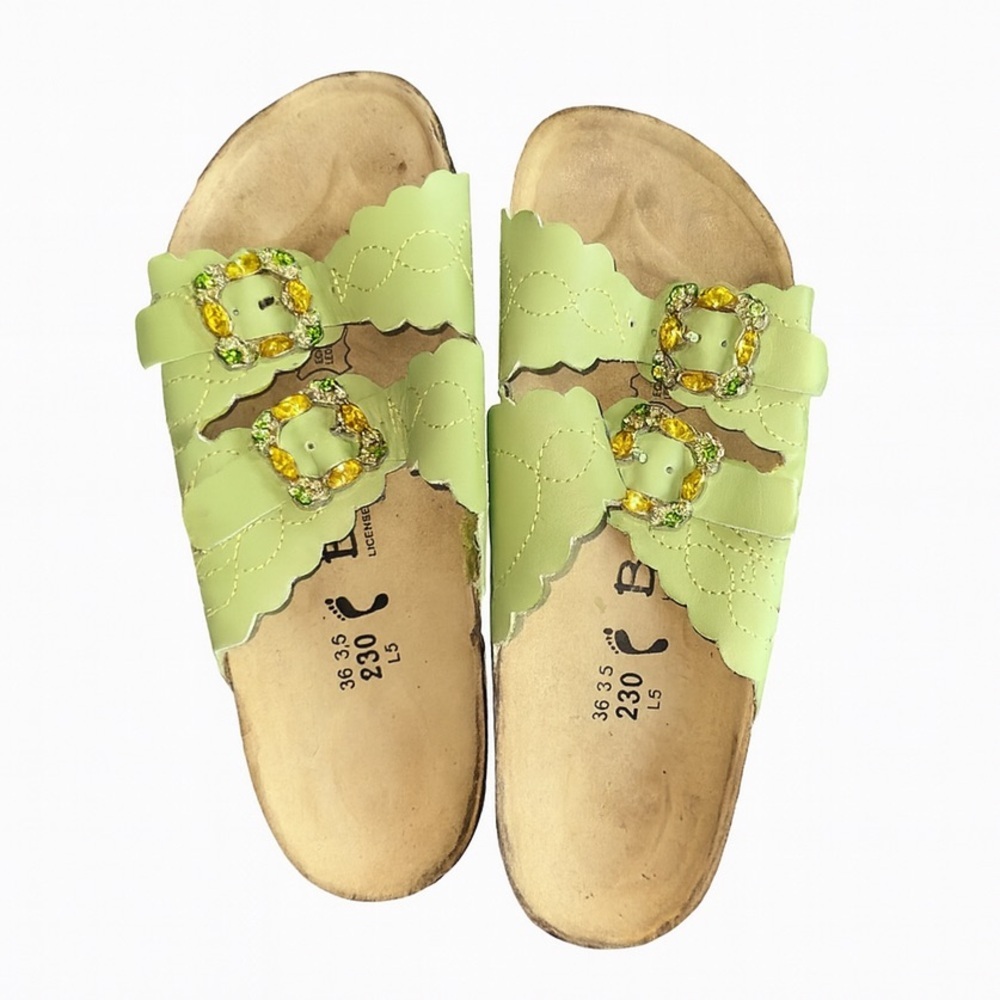Betula by Birkenstock Green Scalloped Double Buckle Sandals – Size 36/5
